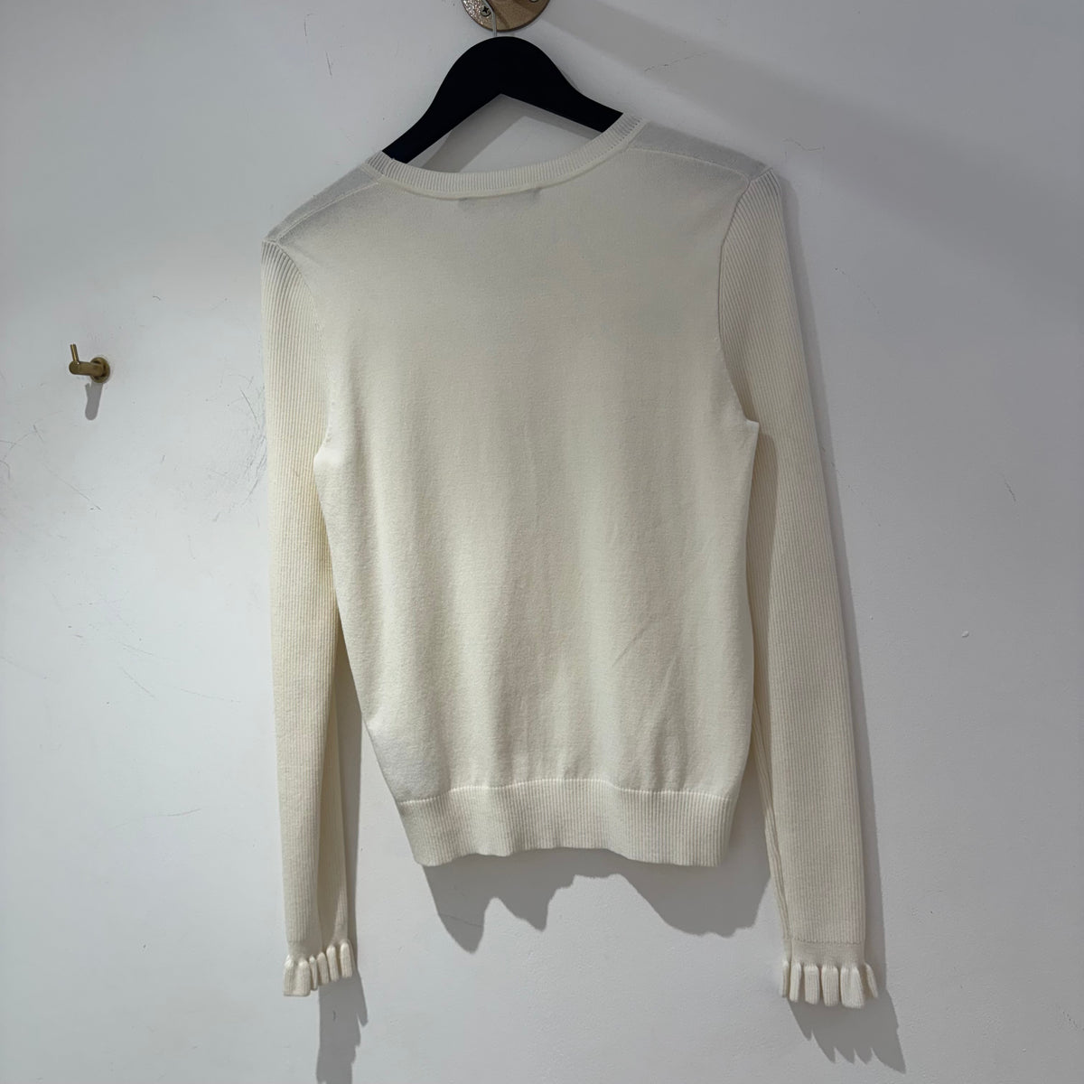 Karen Millen Frill front knit jumper Cream Size Medium
