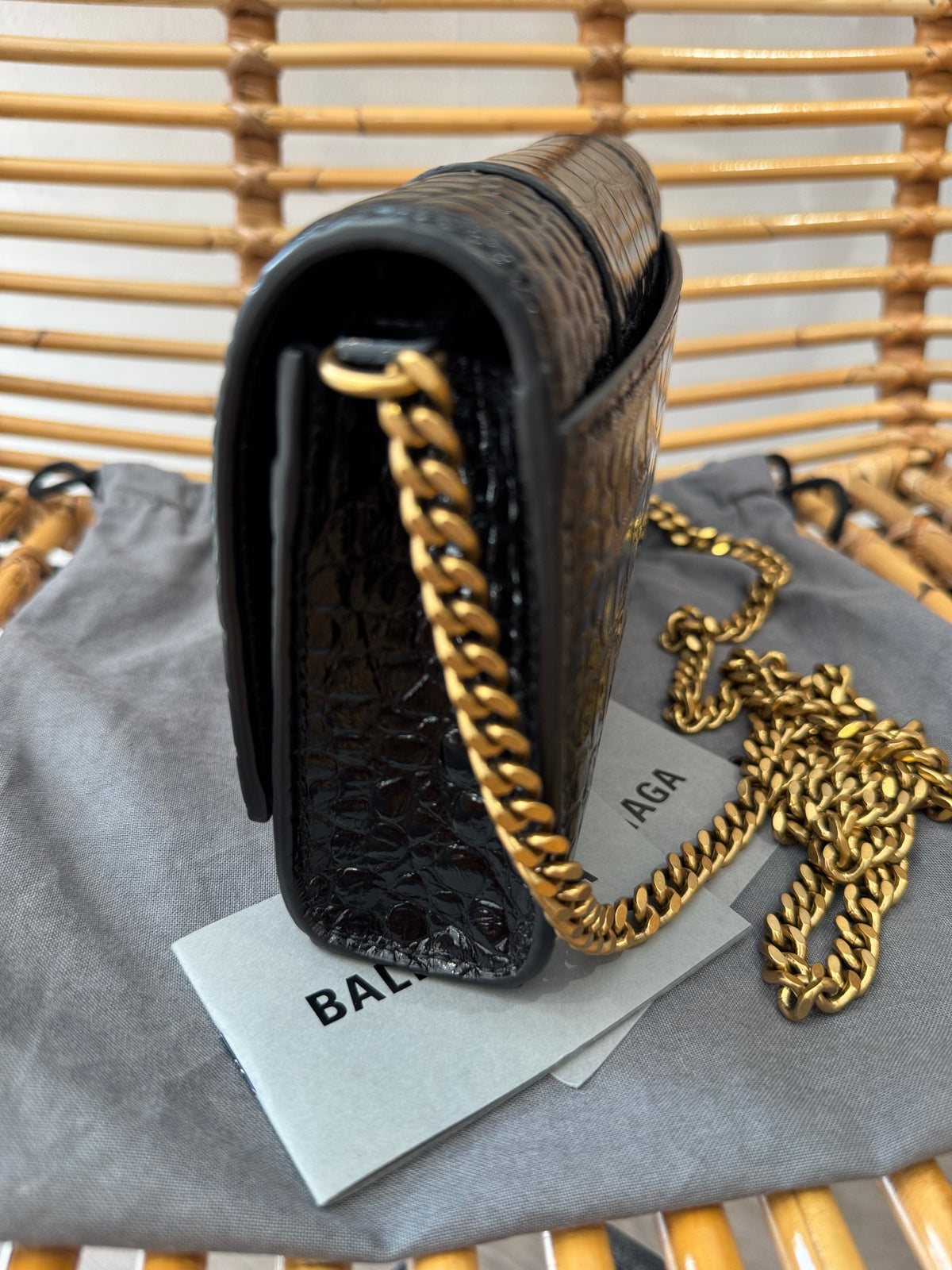 Balenciaga hourglass mock croc bag Black One Size