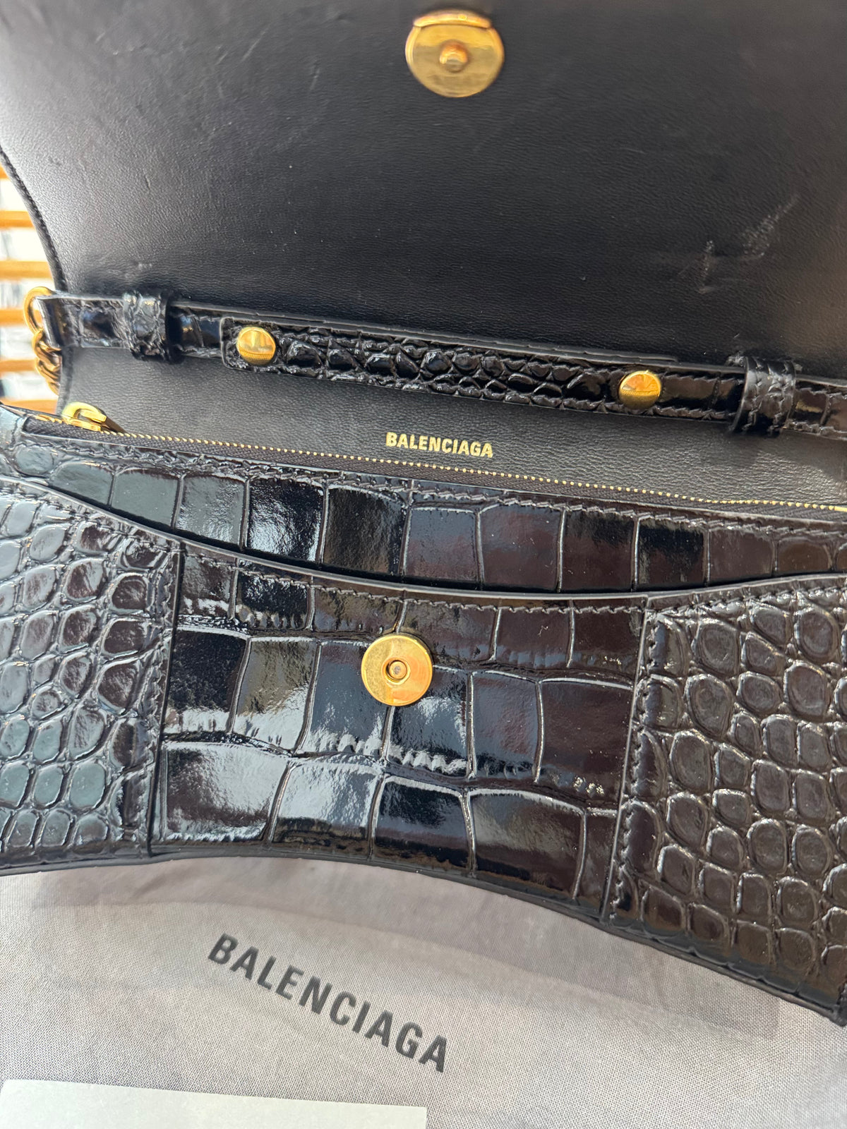 Balenciaga hourglass mock croc bag Black One Size