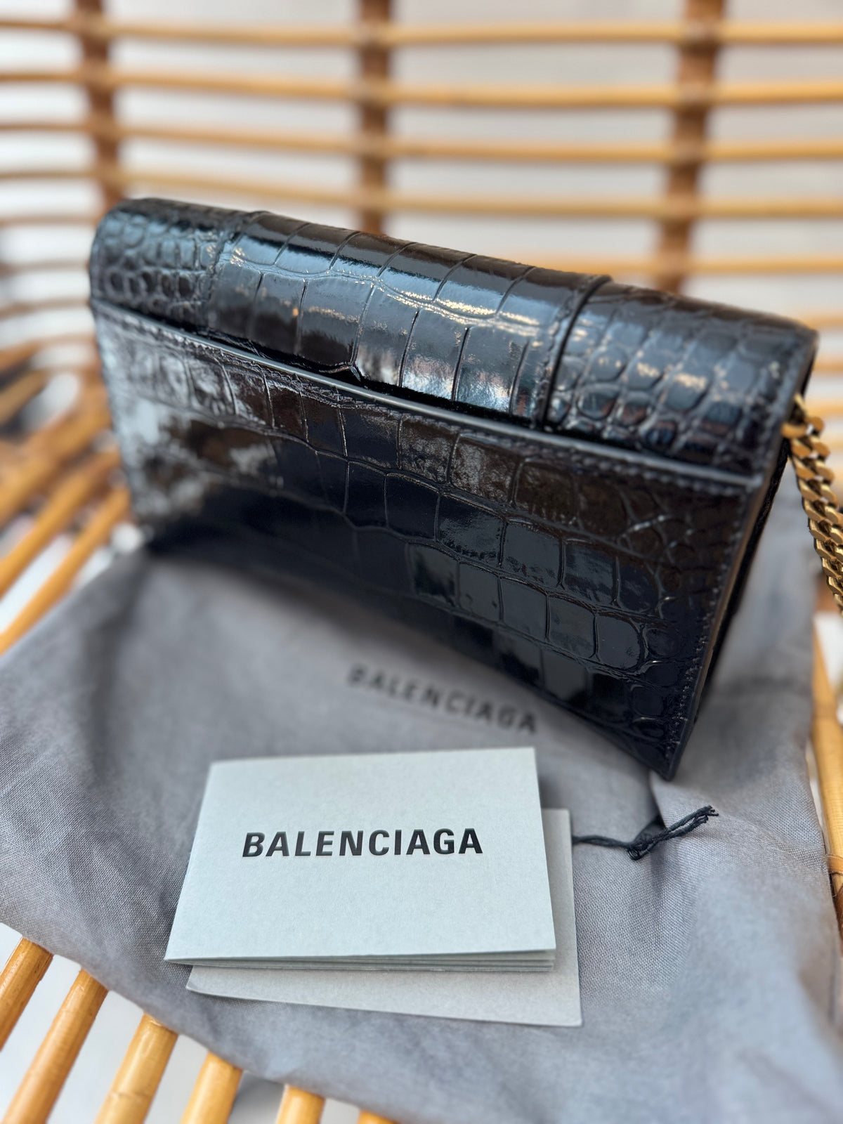 Balenciaga hourglass mock croc bag Black One Size