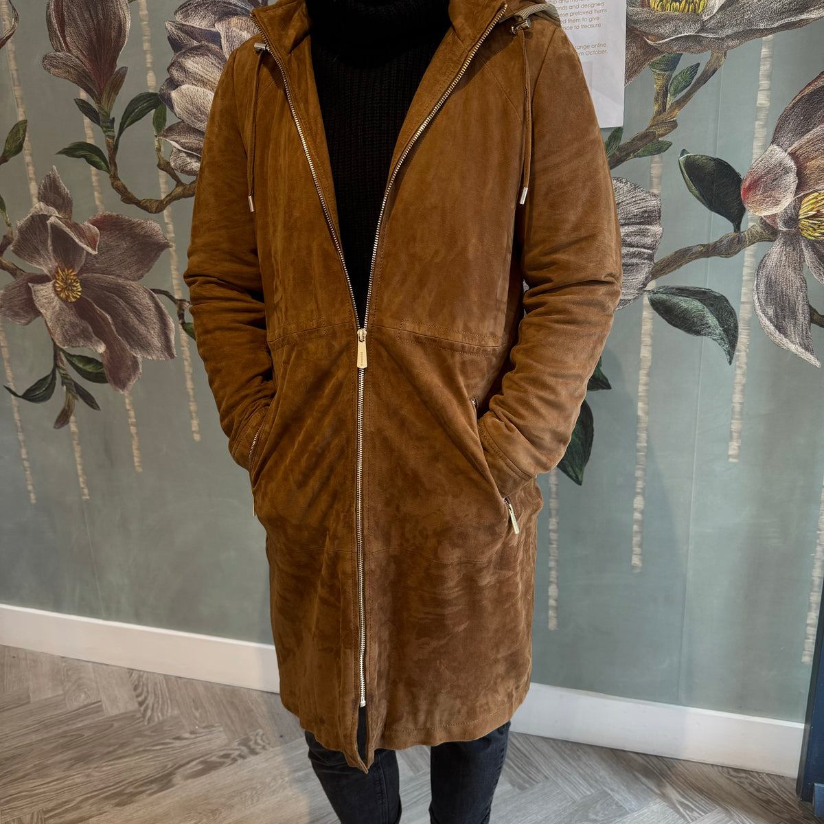 Oakwood Paris suede hooded coat Tan size Small