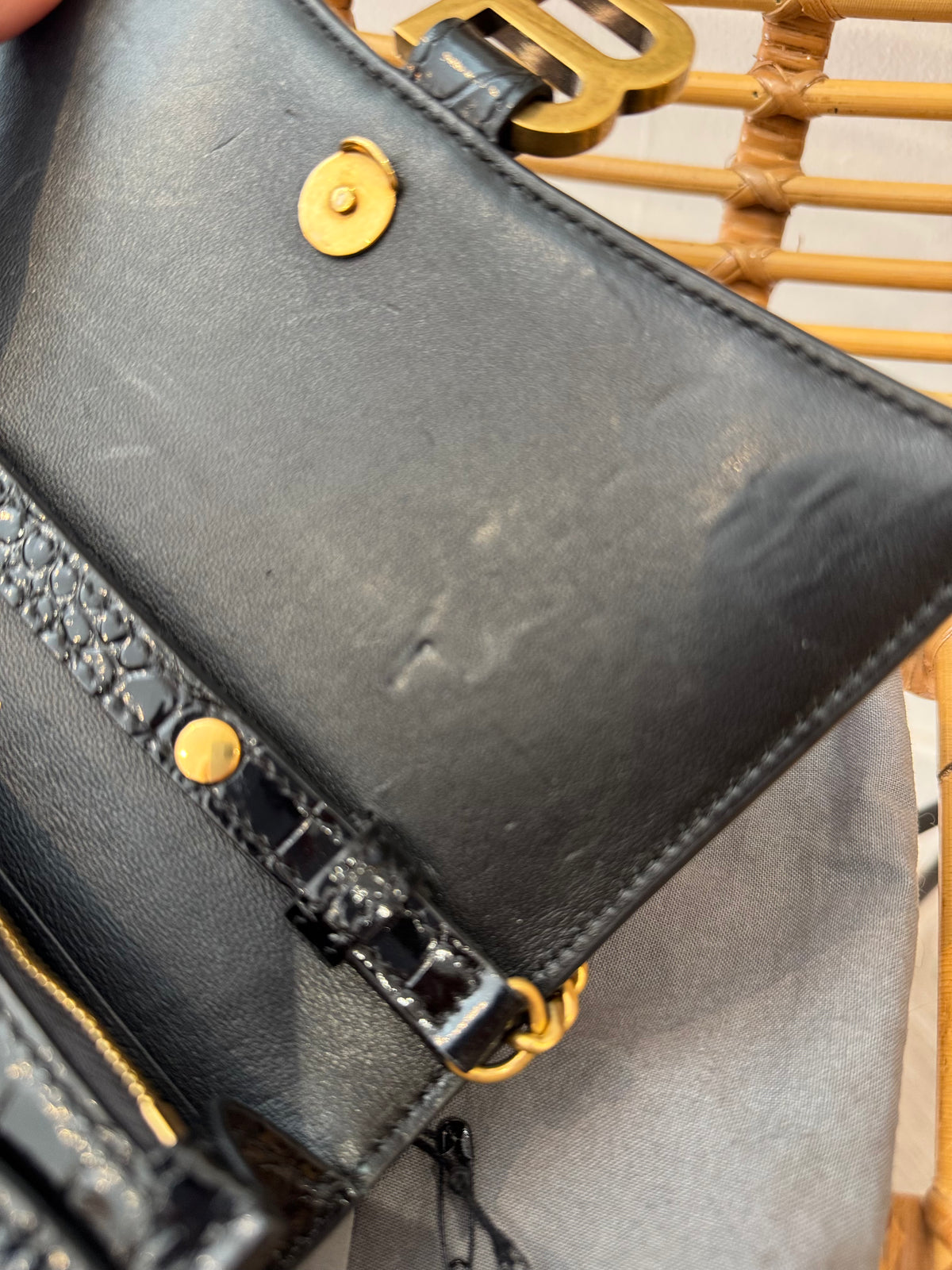 Balenciaga hourglass mock croc bag Black One Size