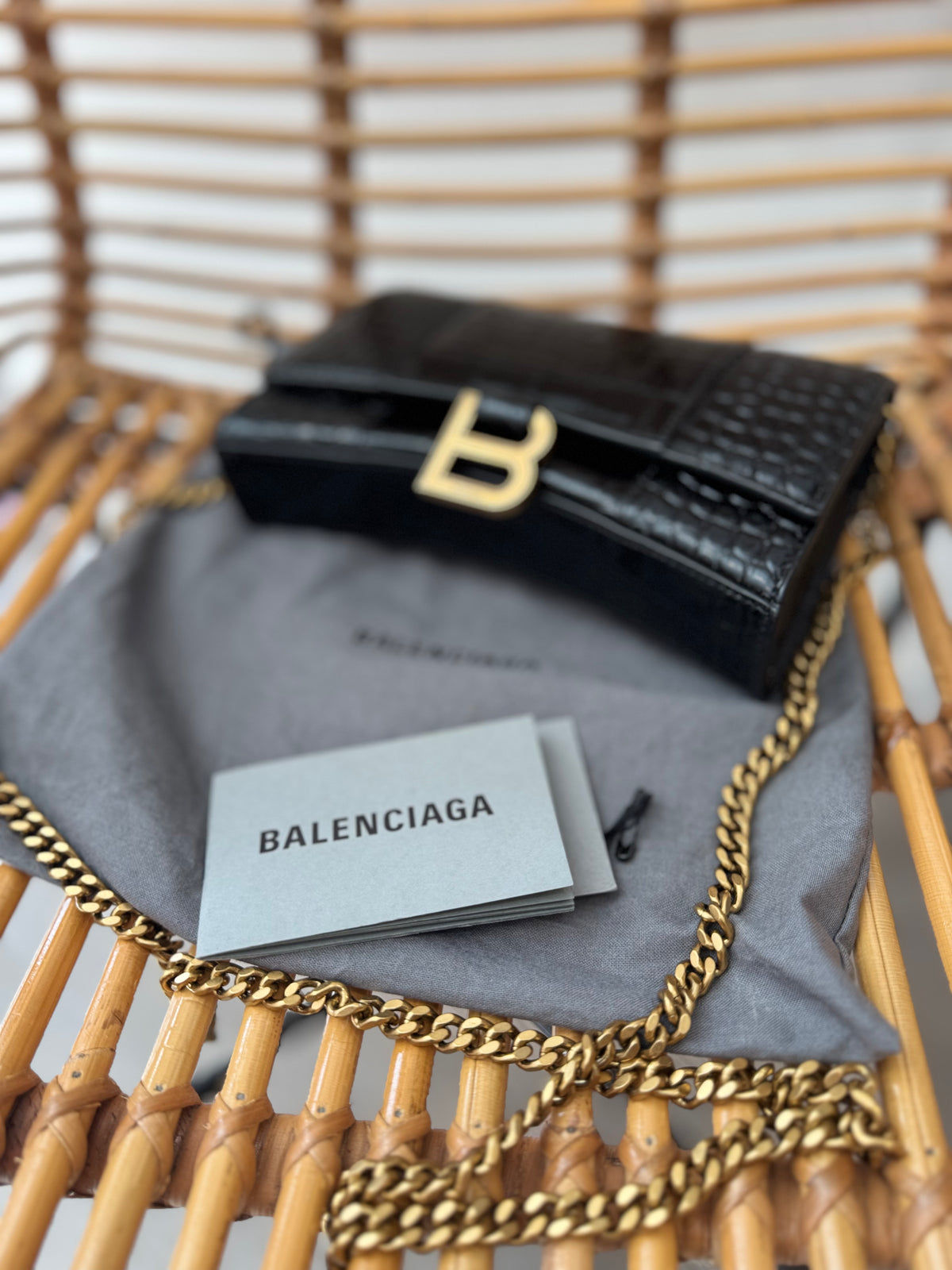 Balenciaga hourglass mock croc bag Black One Size