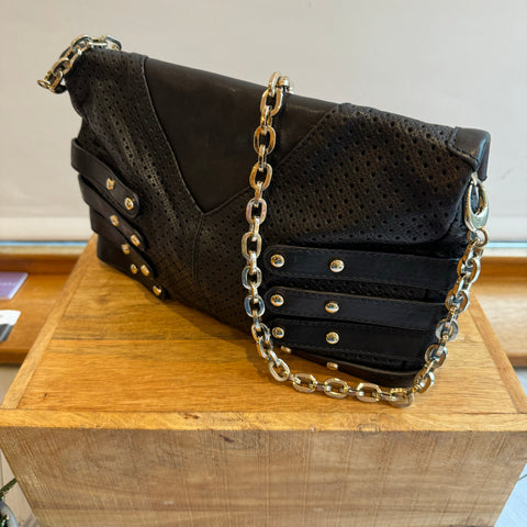 Jimmy Choo chain and buckle strap bag O/S Black/Gold