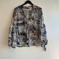 Mint Velvet sheer animal print blouse Peach/Greys Size 14