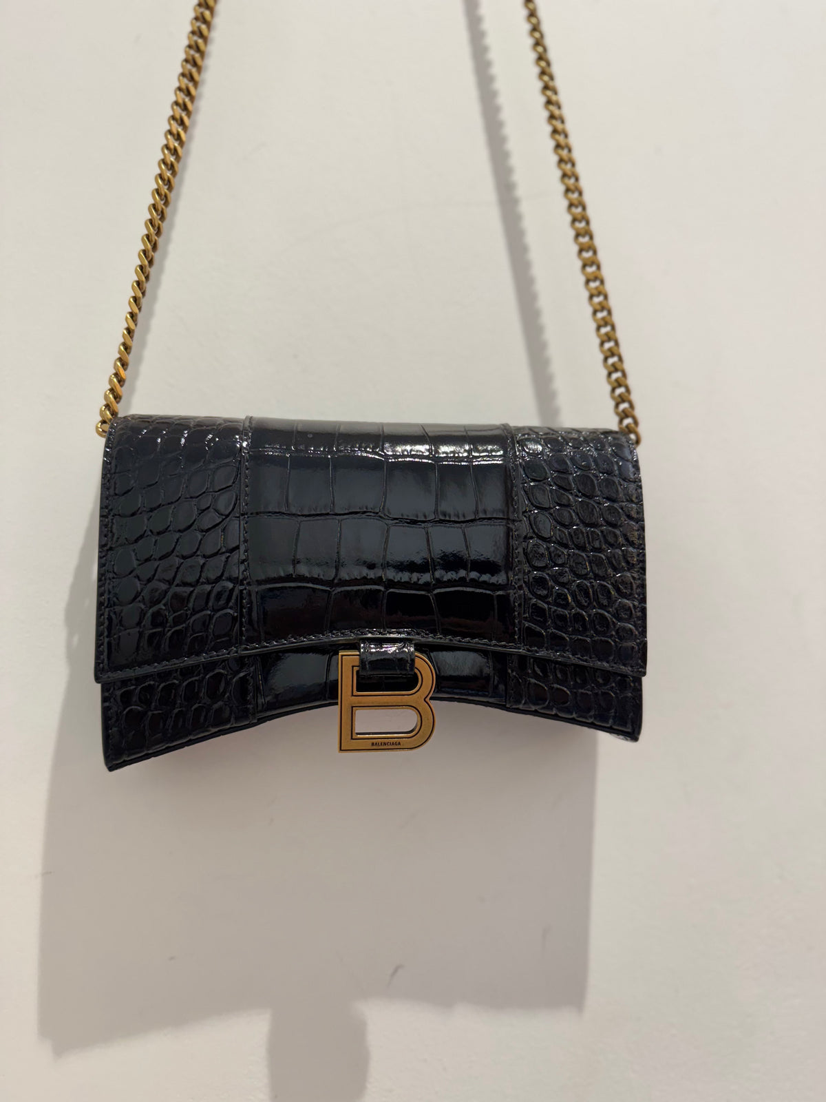 Balenciaga hourglass mock croc bag Black One Size