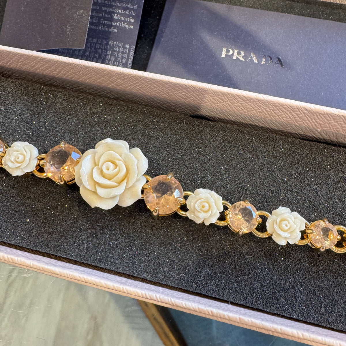 Prada Candy resin and crystal bracelet Cream/rose/gold O/S