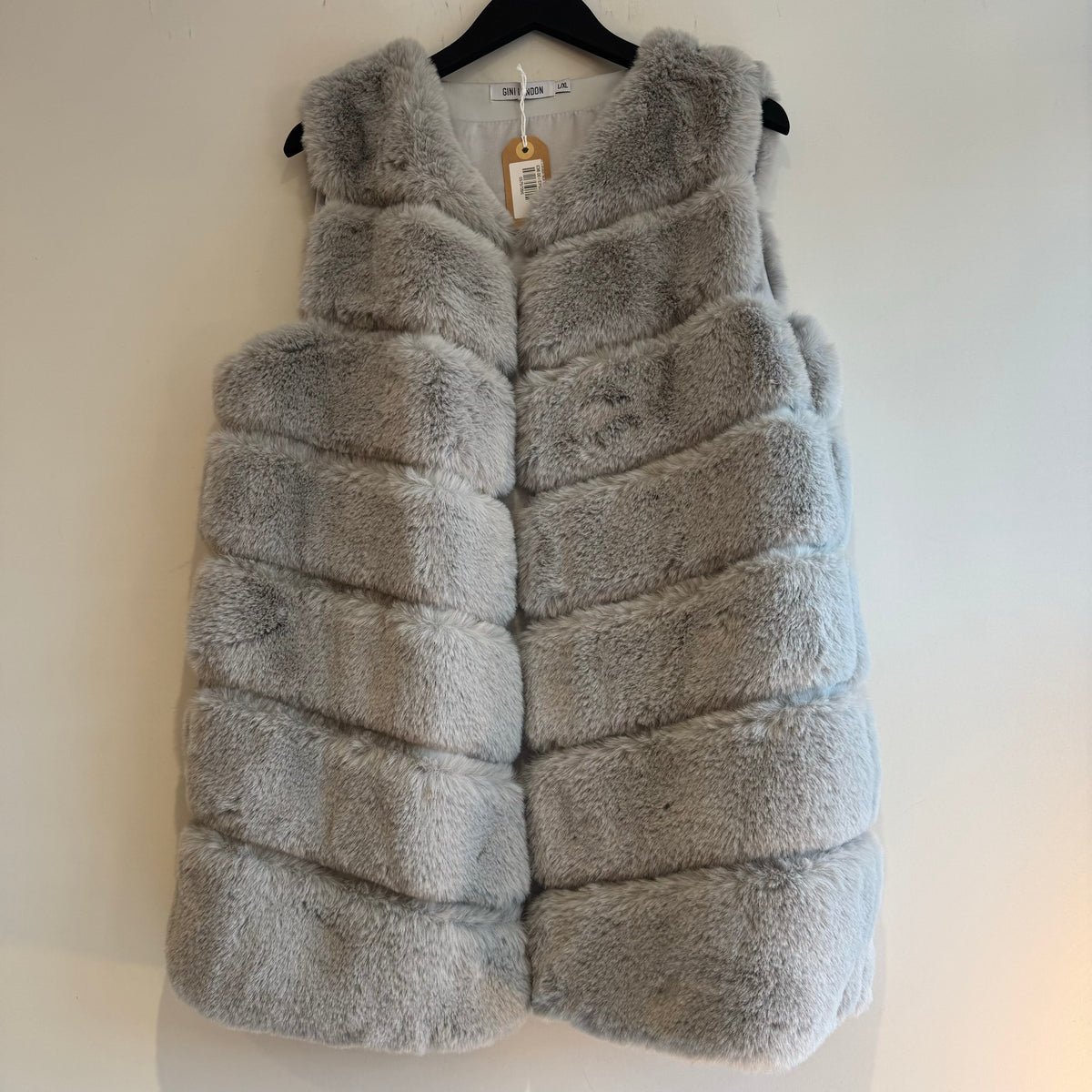 Gini London faux fur Gilet Grey Size L/XL