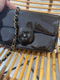 Chanel Camelia patent leather flap over bag Chocolate Brown