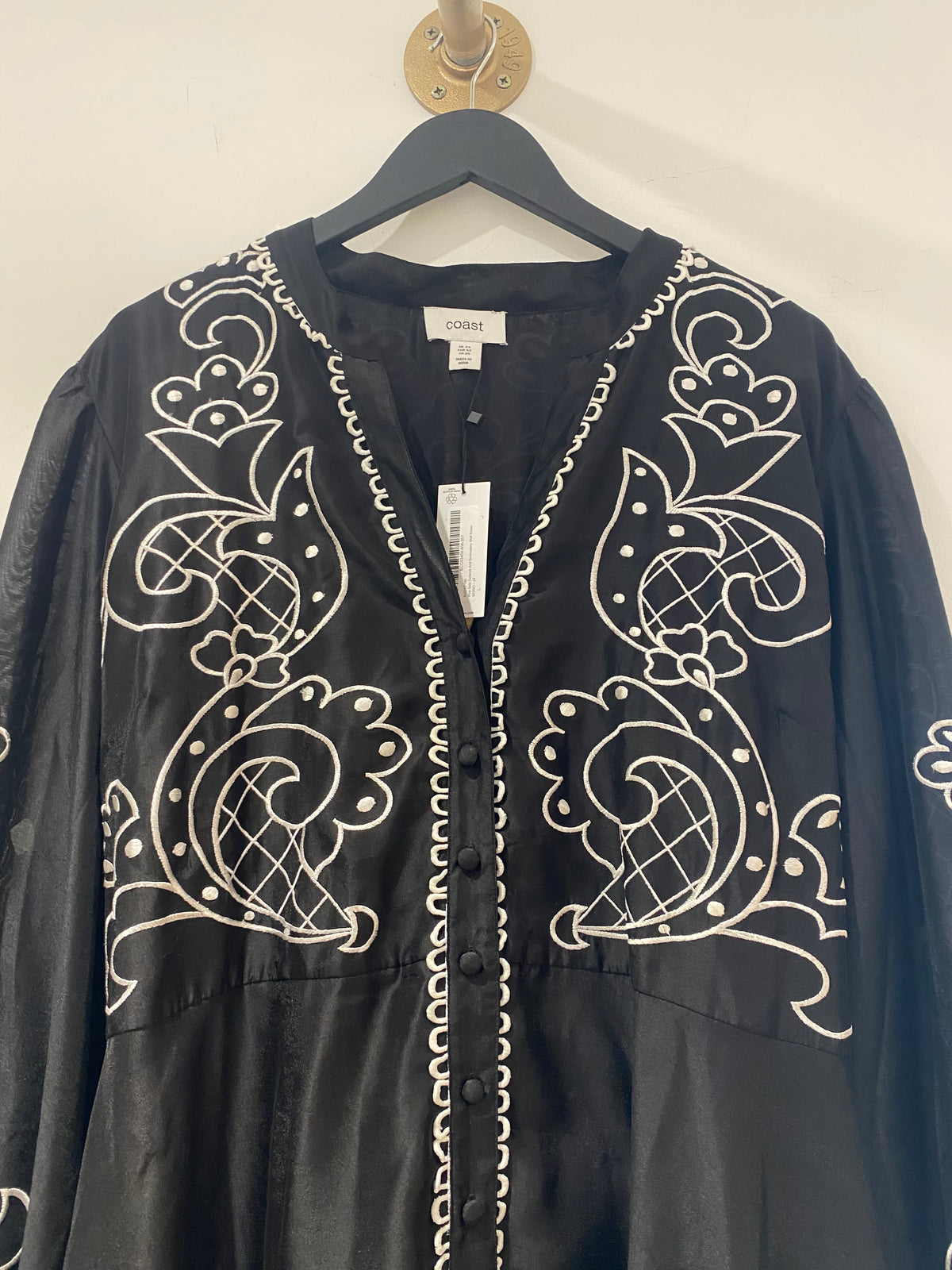 Coast embroidered/organza occasion dress Black/White Size 24