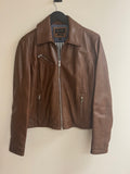 Massimo Dutti leather biker jacket Tan Size XL