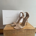 Manolo Blahnik Chaos Suede Sandal Nude Size 39