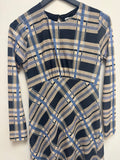 Topshop Dress Mesh Check Sand/Blue/Black 12