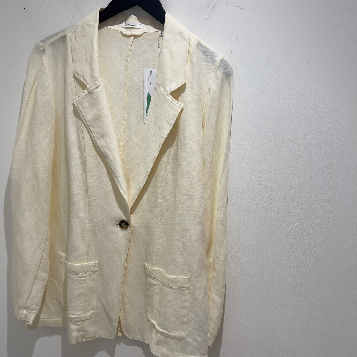 Knowledge Cotton Linen blend Jacket Ivory Size Medium