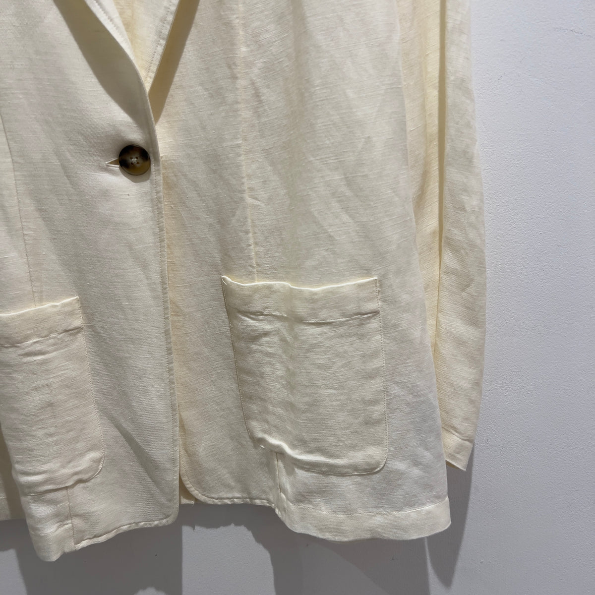 Knowledge Cotton Linen blend Jacket Ivory Size Medium