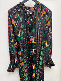 Gold & Silver Dress Black Multi Brights Zodiac Print One Size