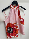 Jaeger poppy print satin top Pinks/Reds Size 10