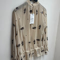 Zara Blouse Nude Sheer Sequin Floral Medium