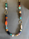 Shape & Bead long necklace Earth Tones