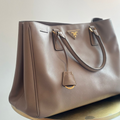 Prada Galleria Saffiano Leather Tote Bag Grey/Gold Tone O/S