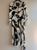 Ghost Satin midi Dress Bold Swirl Ivory/Black