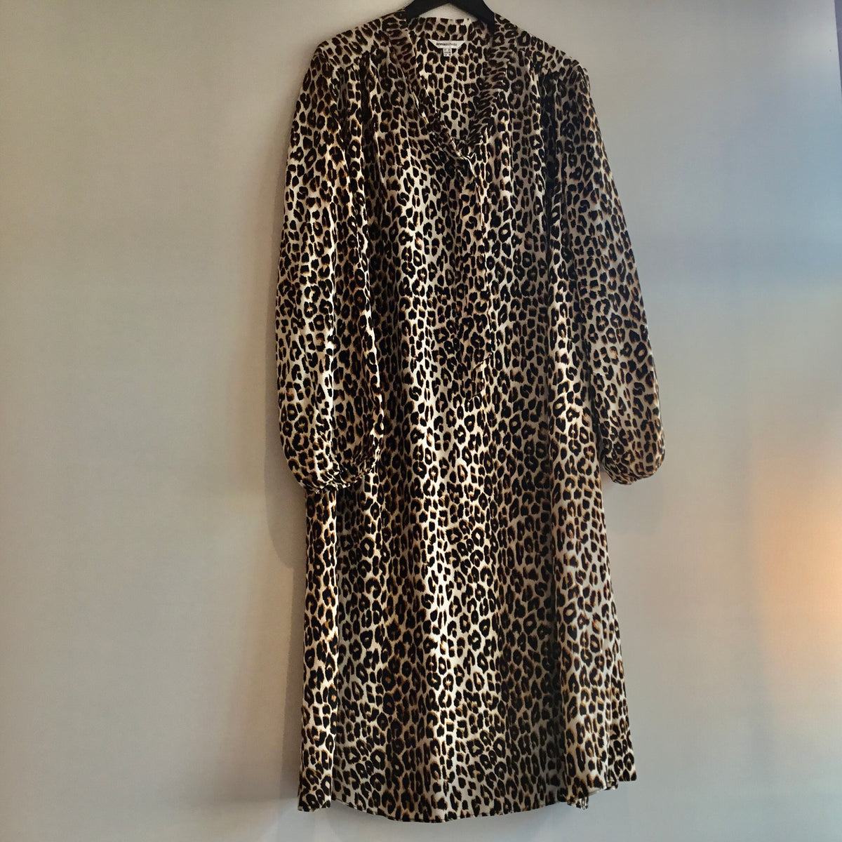 Anna Scholz silk tie leopard print dress Natural/Tan/Blk Size 24