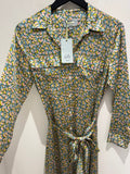 Ridley Fan print shirt dress Duck egg Blue/Chartreuse/Pink Size 8