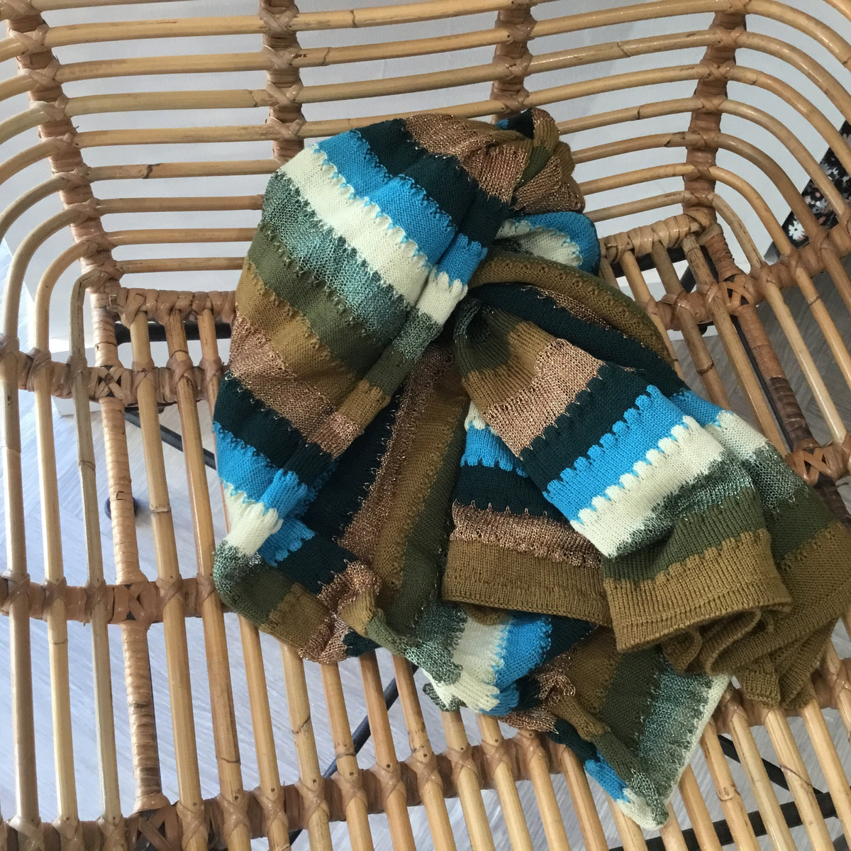 Missoni knit scarf Olive/Gold One Size