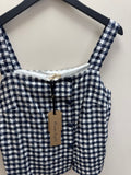 Phase Eight Top Gingham Navy/White 14