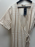 M&S linen blend gingham wrap dress Natural/cream Size 18