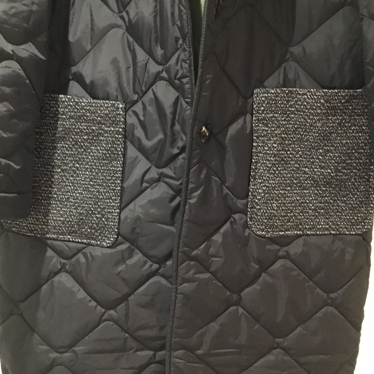 White Stuff 'Luna' fabric mix quilted coat Black Size 12