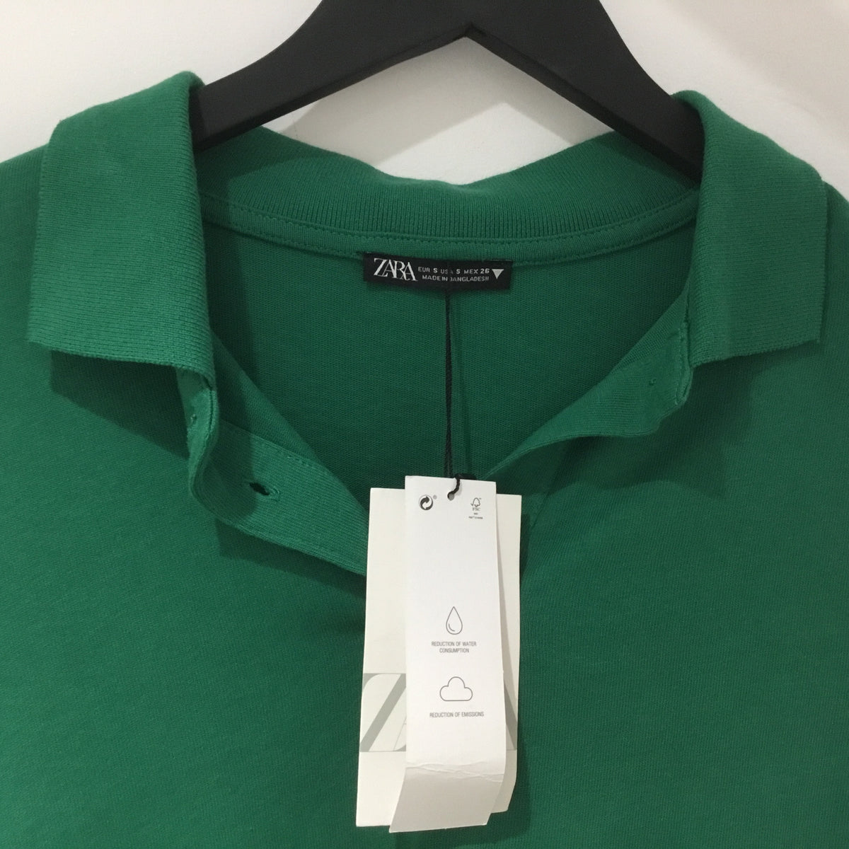 Zara crop Long Sleeved polo top Green Size Small