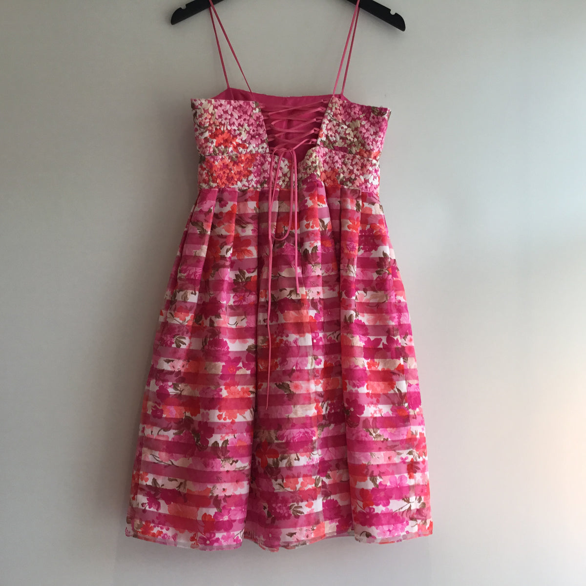 Sonia Pena embroidered & stripe organza dress Pinks 10