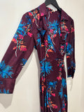 DVF West Silk/Cotton Wrap Dress Floral print Burg/Blues size S