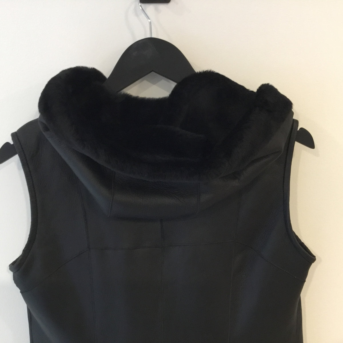 Celtic & Co sheepskin hooded gilet Black Size 8