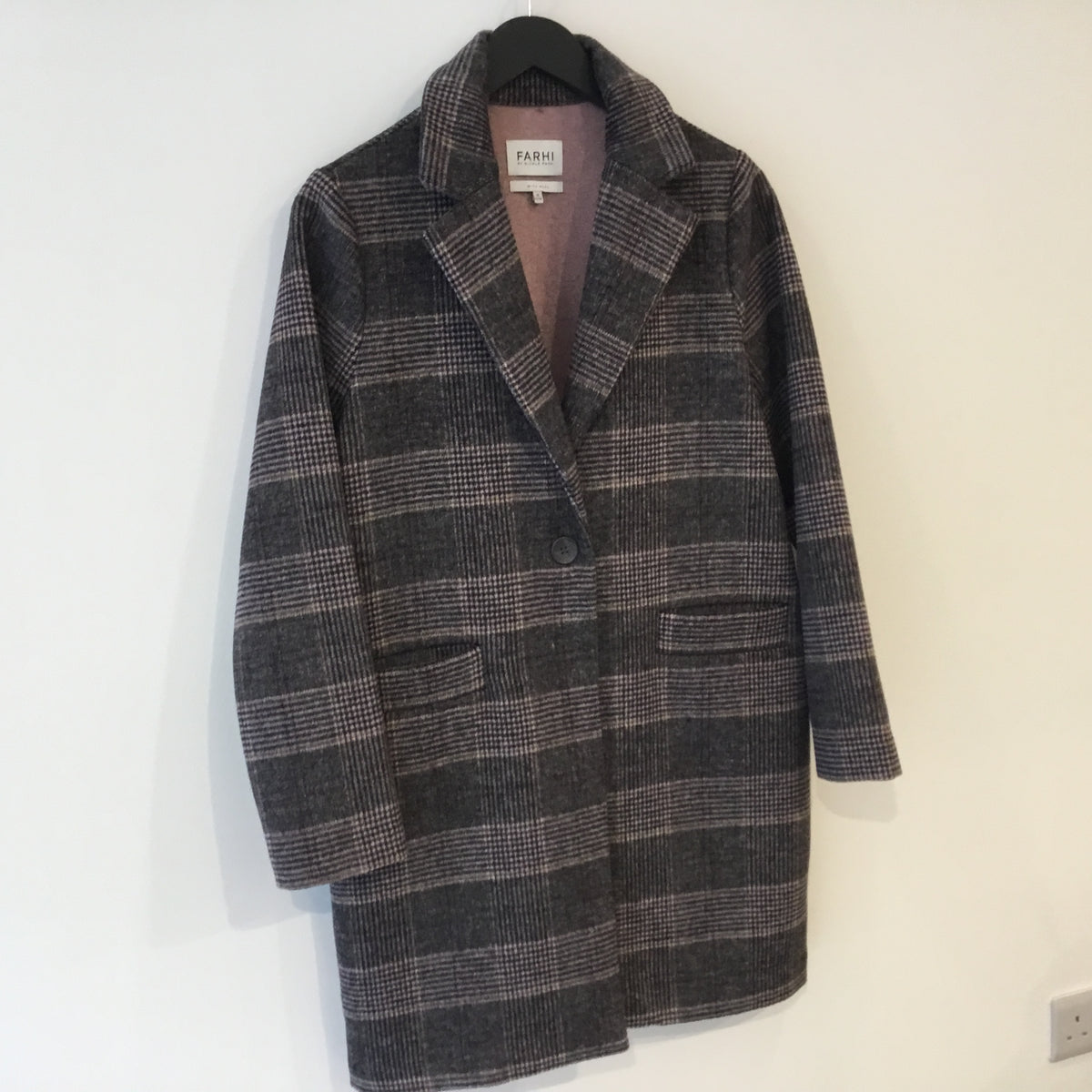 Farhi wool check coat Grey/Pink Size 12