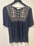 Noa Noa embroidered Top Blue/ivory Size 8