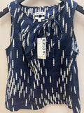 Jaeger Pure Linen top Navy/white Size 12