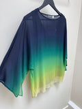 Mint Velvet Blouse Ombre Navy/Green/Lime Small