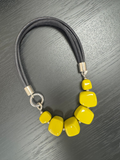 Hobbs Bead Multi Strand Necklace Yellow/Black Silver tone One Size