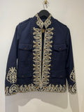 Fay paisley embroidered jacket Navy/Gold Size Small