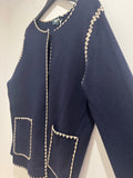 Wyse embroidered trim wool jacket navy/cream Size Large