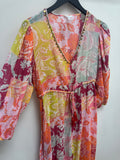 Monsoon Maxi Beach Dress Floral Paisley Coral/Peach/Lime Medium