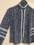 Mint Velvet print blouse Navy/cream XS