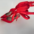 Karen Millen satin wrap shoe Red Size 6