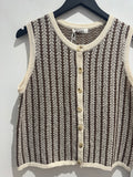 4th & Reckless Knitted Button Vest Cream/Brown Size 12