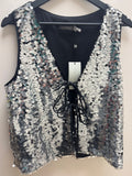 Mint Velvet Waistcoat Grey Sequin Medium