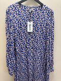 Ro & Zo Dress Blue Blush/Red Flower Print 14