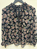Ba&sh Devore Popover Blouse Black/Rust/Camel Size Small