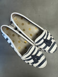 Boden Leather Loafers Stripe Navy/Ecru 39 UK 6